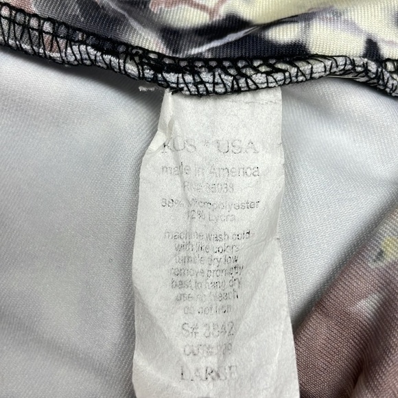 Kos USA Mid-Rise Abstract Splatter Crop Leggings Athleisure Stretch Yoga Large - Picture 6 of 8